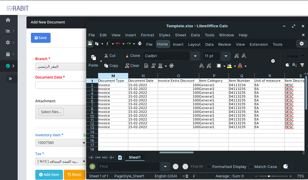 Excel import Electronic invoice software egypt